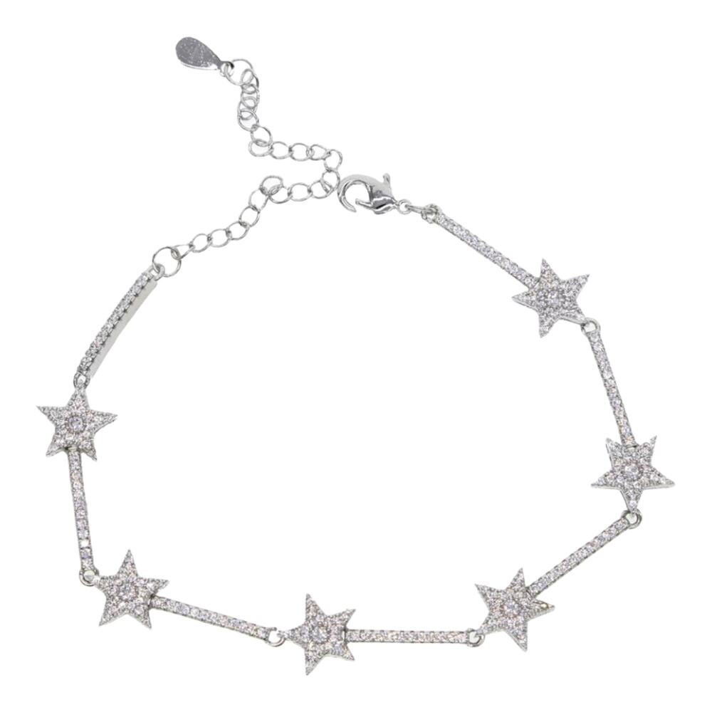 2.00cttw Round Cubic Zirconia micro-pavé Stars and Bars Tennis Bracelet 7"